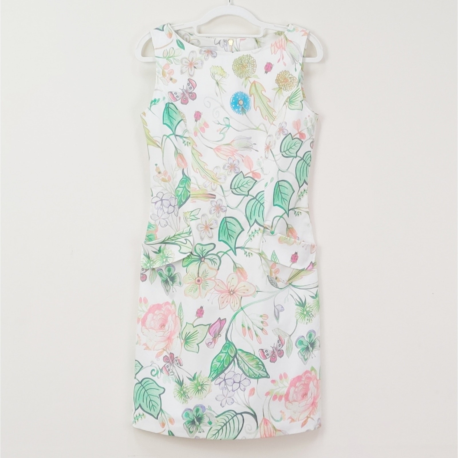 Sara Campbell Sleeveless Floral Sheath Dress Botanical Made In USA Size 2 Cotton