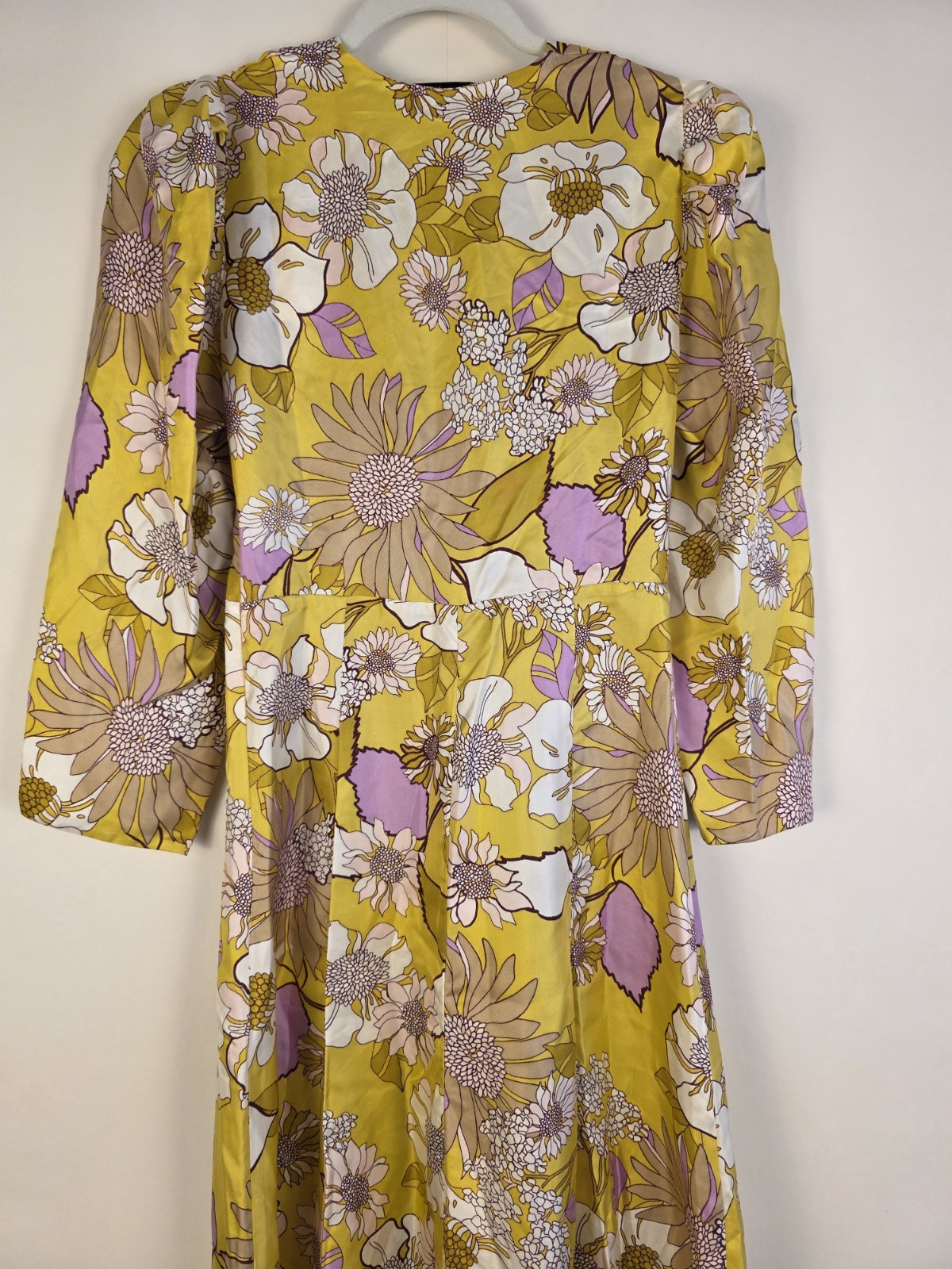 Sandro Giorgia 100% Silk Floral Printed Midi Dress Size 34 UK 6
