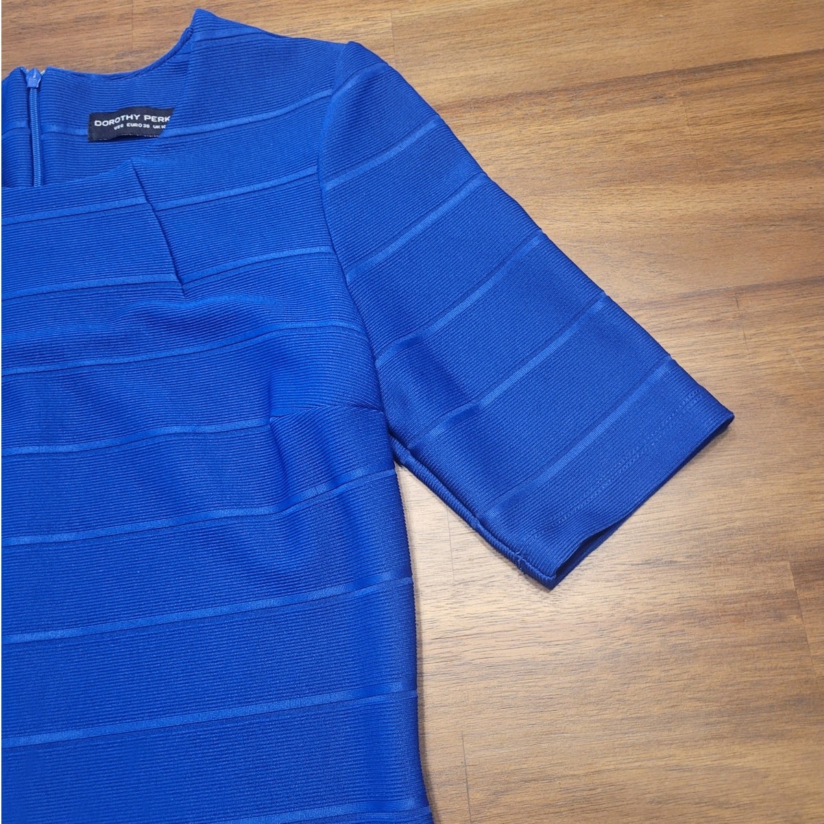 Dorothy Perkins Blue Bodycon Pencil Dress Textured Office US 6