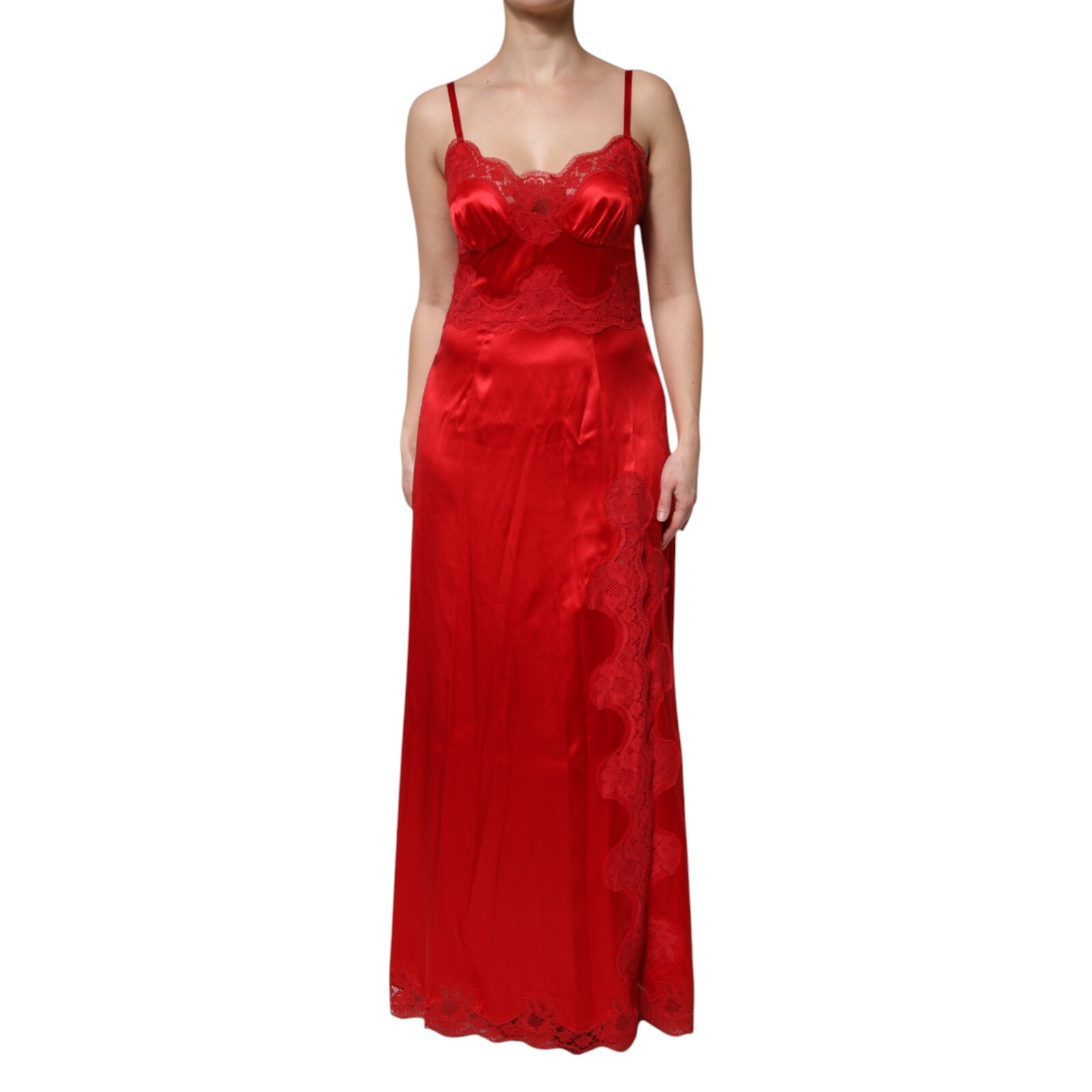 DOLCE & GABBANA Dress Red Silk Sleeveless Maxi Long Women IT46/US12/XL 2930usd