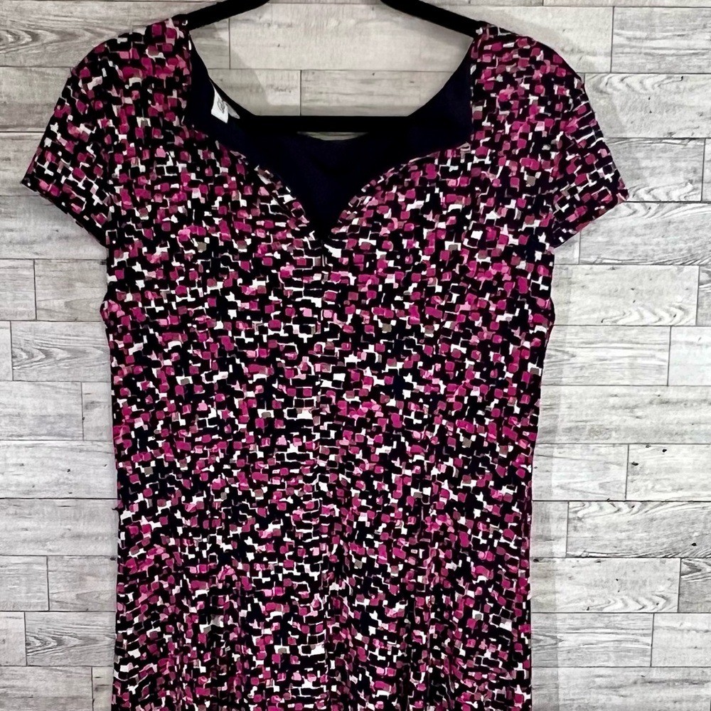 Laura Jeffries Pink,Black,White Multi-Blocks Dress -Size 12 Fit & Flare Stretch