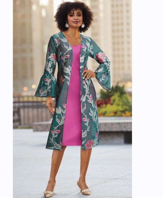 18W PLUS Ashro Pink Green Teal Formal Wedding Church Party Orlene Jacket Dress