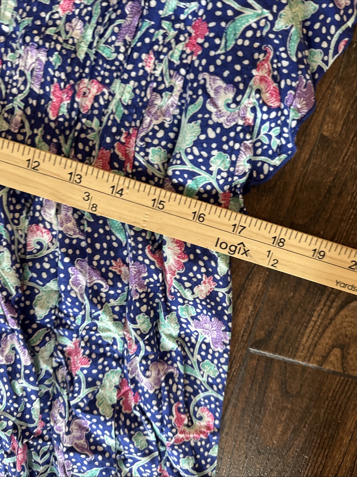 POUPETTE ST BARTH SASHA MINI DRESS SIZE LARGE BLUE PINK FLORAL FLUTTER SLEEVE