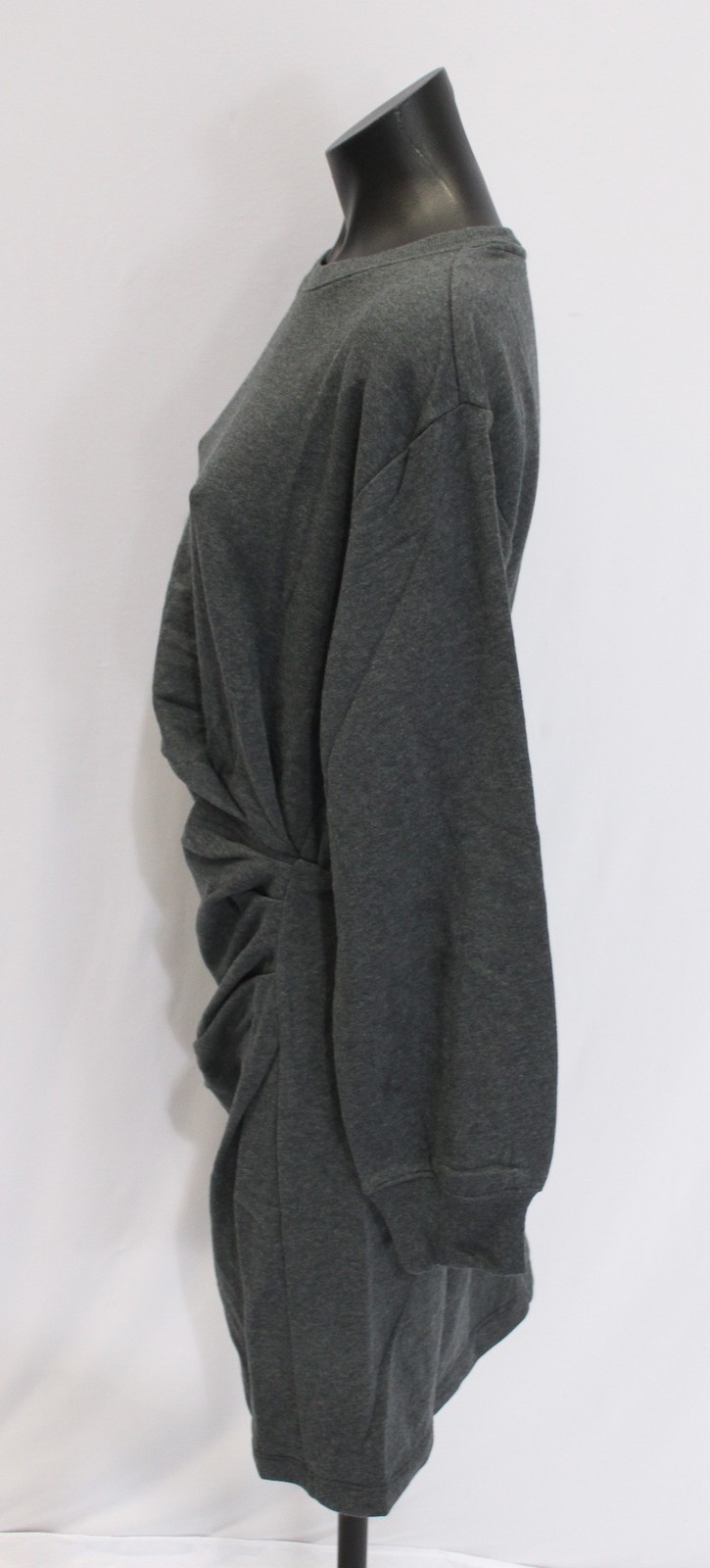 Loft Women’s Long Sleeve Terry Side Pleated Mini Dress EJ3 Charcoal Medium
