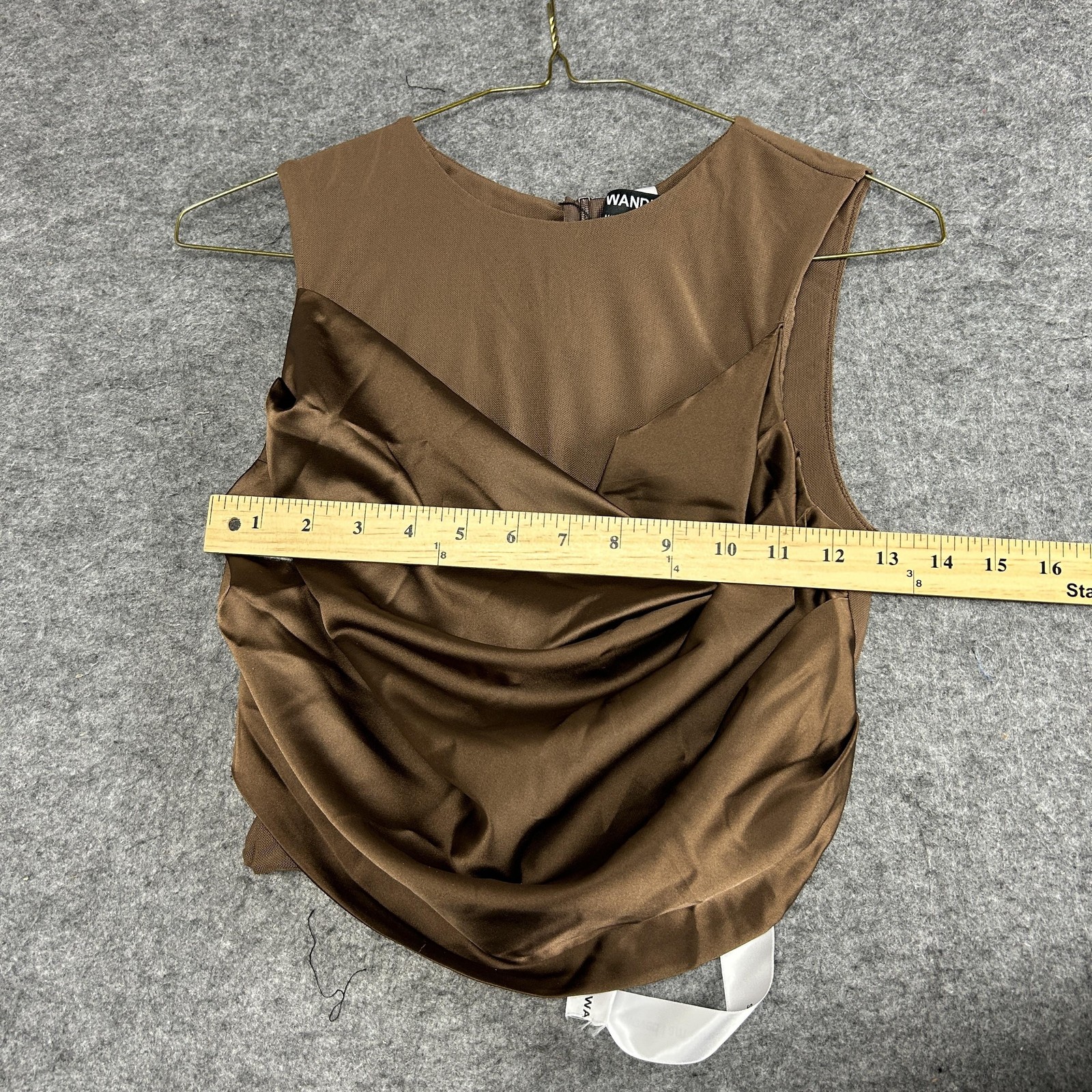 Wanderdoll Cole Dress Womens S Maxi Gown Drape Ruched Skirt & Top Set Brown