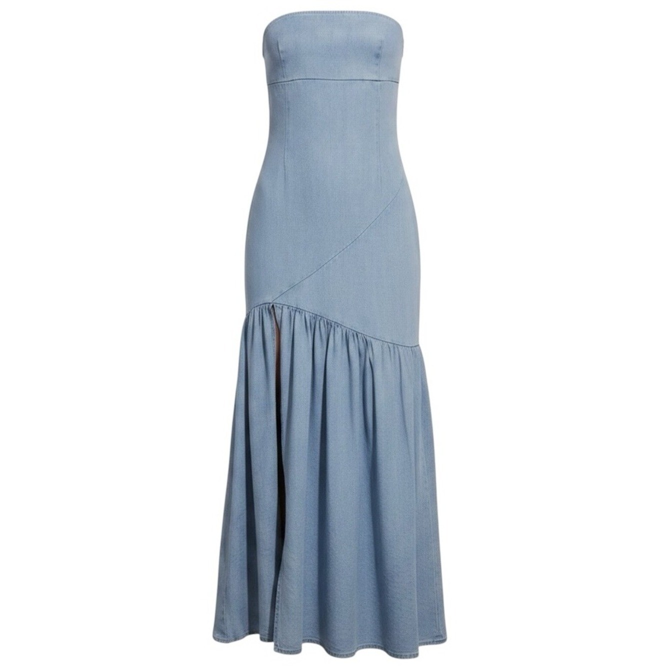 Vici Open Sky Strapless Chambray Maxi Dress Size Large
