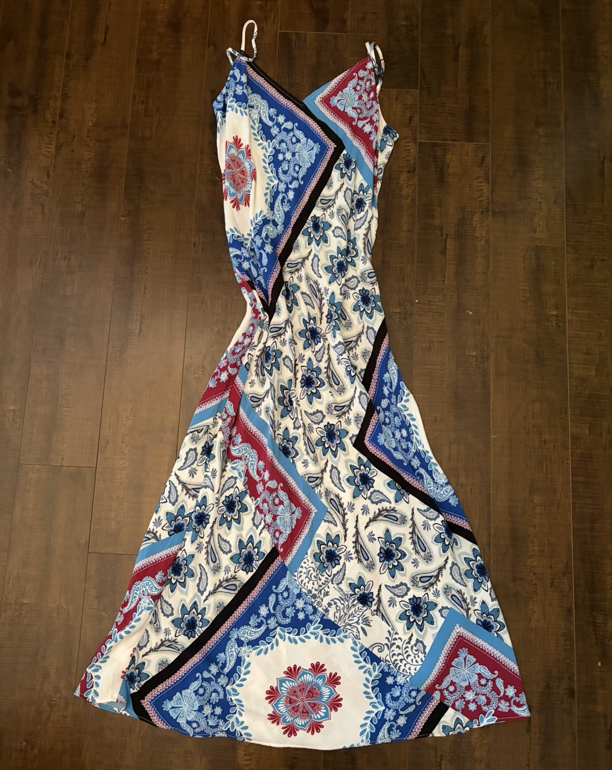 LOFT Women’s Size 10 Floral Slip Midi Dress V-Neck Adjustable Spaghetti Straps