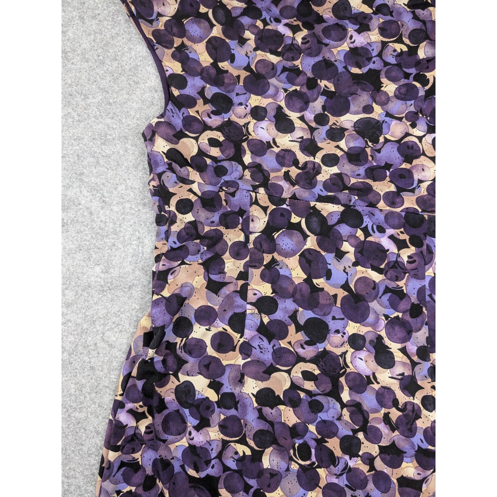 Connected Apparel Purple Abstract Dot Knot Front Sleeveless Sheath Dress Size 8