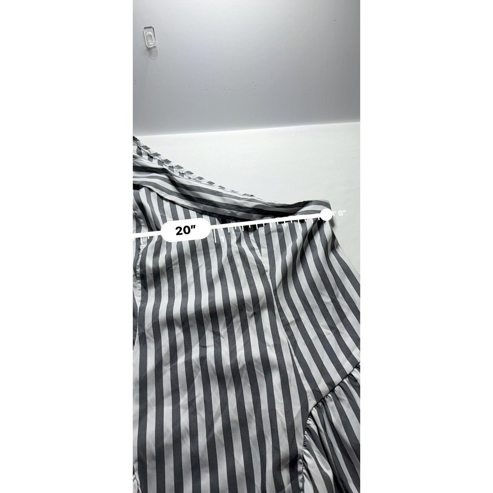 One Shoulder Stripe Mini Dress Womens 3XL Grey White Drop Waist Summer Chic