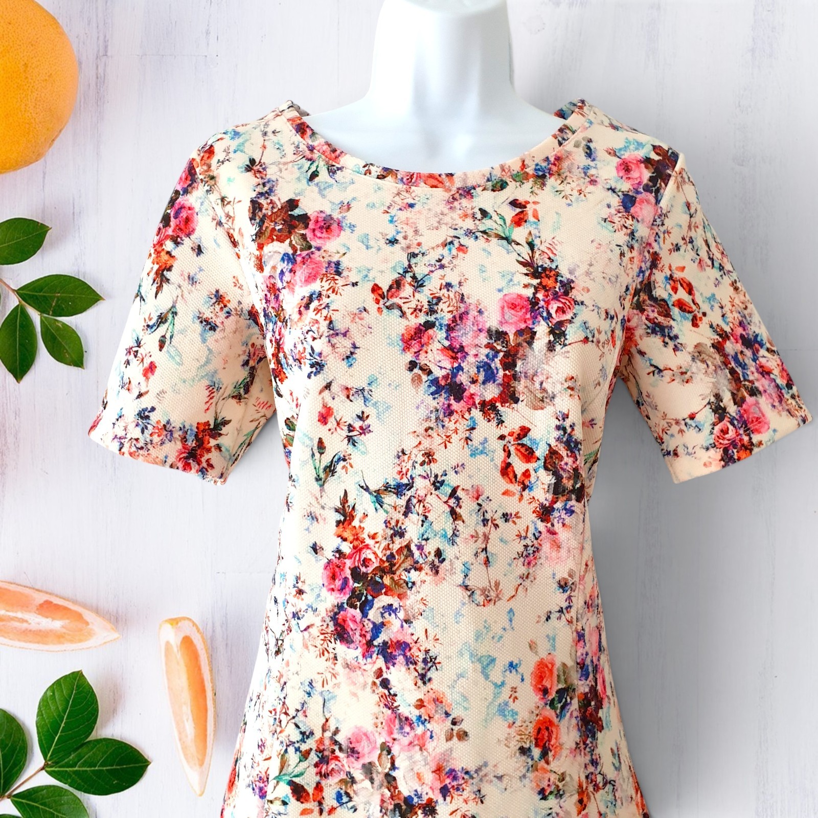 WAREHOUSE Floral Dress 10 Cream Wedding Guest Races Party Summer Graduation New