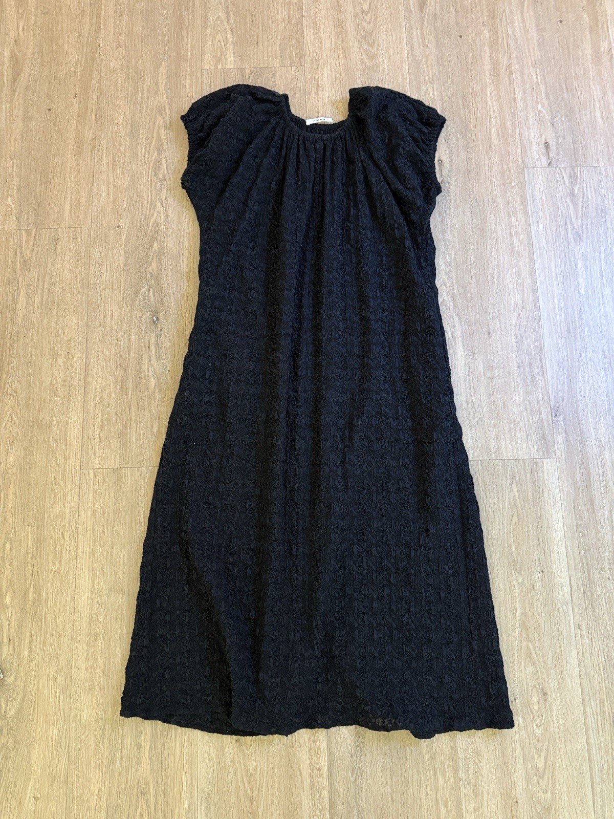 Jeana Sohn Black Textured Cap Sleeve Maxi Dress Size 1