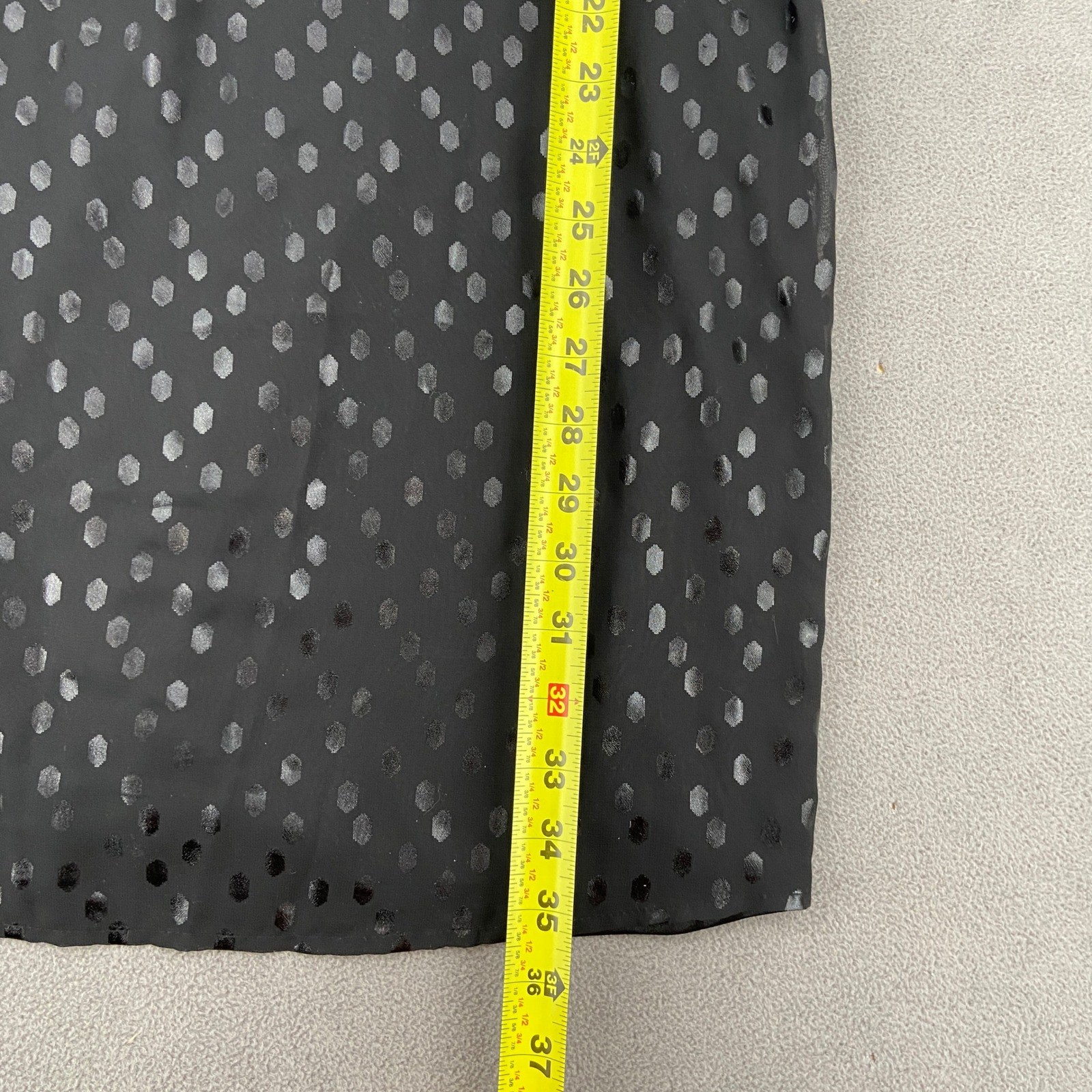 Attention Womens Black Polka Dot Shift Dress 3/4 Sleeve Pleated Front Sz Medium
