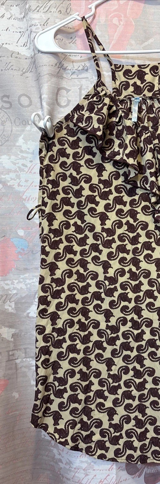 MOONLIGHT Printed Spaghetti Strap Ruffle Neck Detail Mini Summer Dress **NO BELT