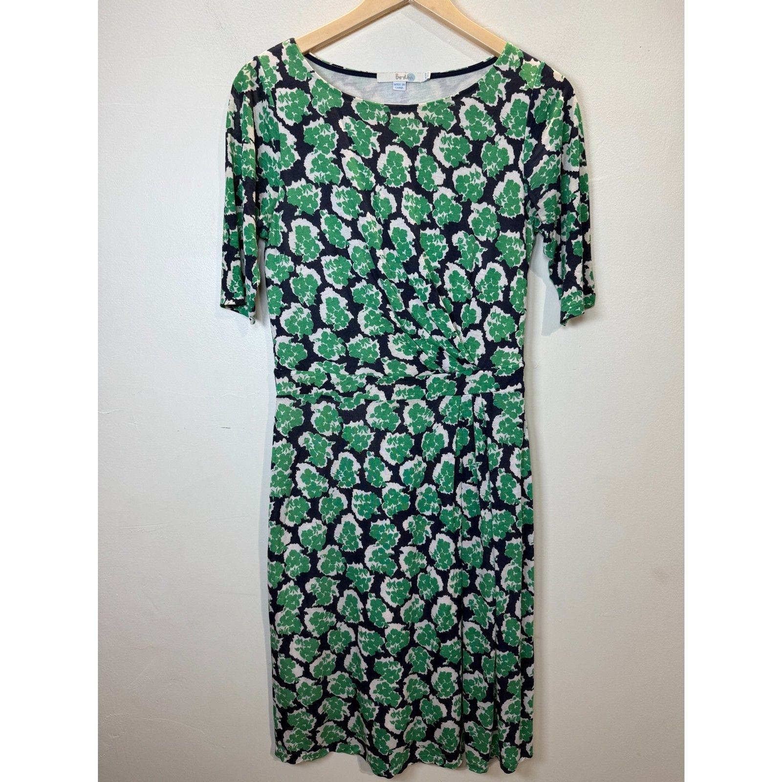 Boden Women’s WH757 Size 6R Green Fabulous Cotton Floral Midi Dress