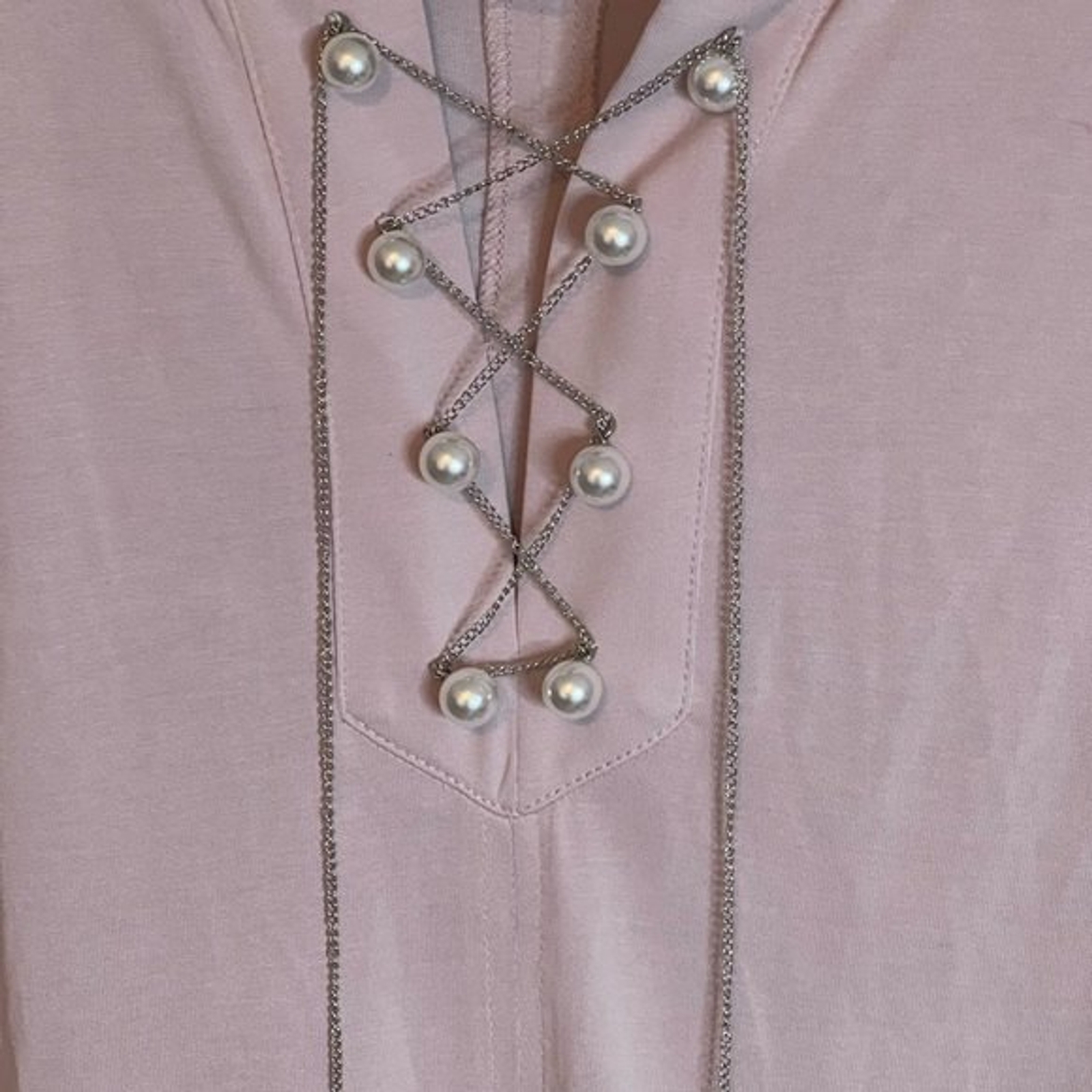 V By Violet Weekend Mauve A-line Ruffled Bottom Pearl Detail Dress Size Medium