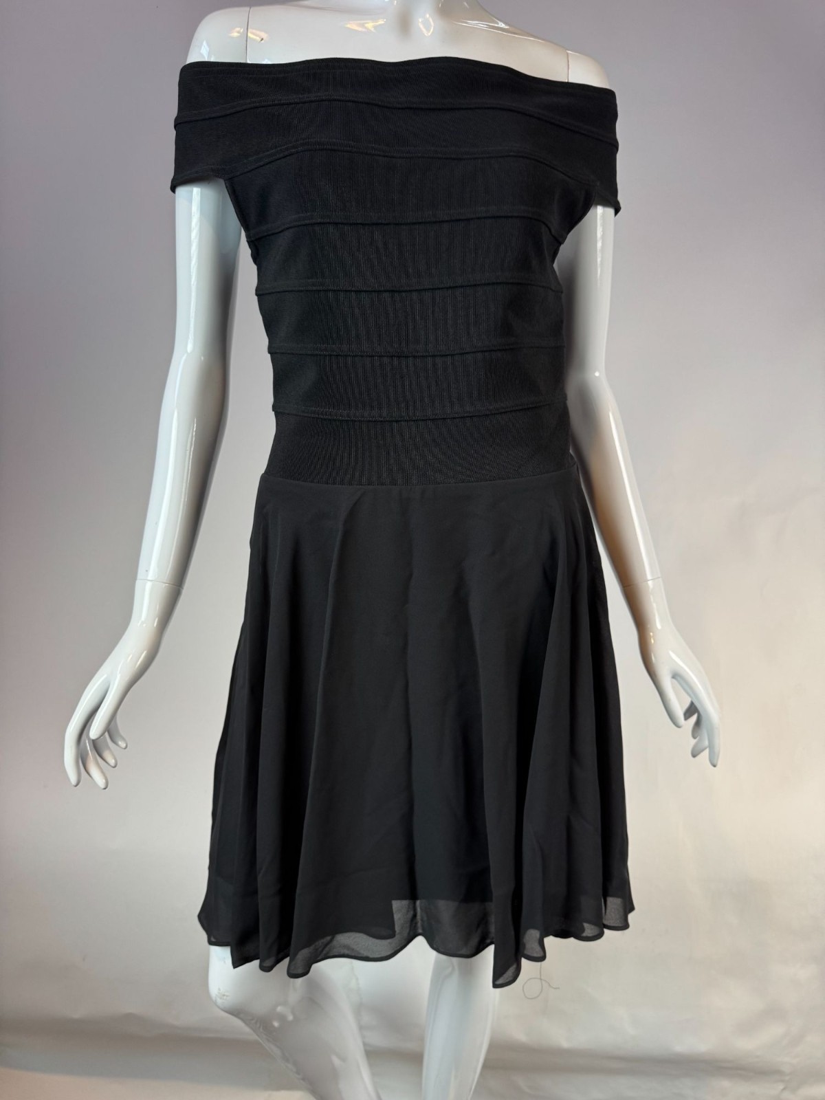 A.b.S Evening Collection Vintage 90s Womens Off-Shoulder Black Dress Size 10