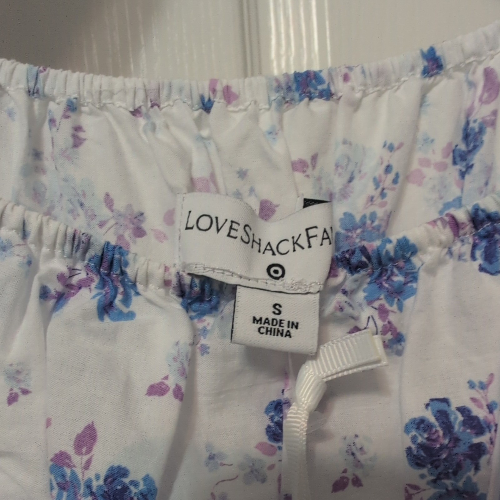 LOVESHACKFANCY X TARGET Size Small Dress White Purple Floral Cotton Cottagecore