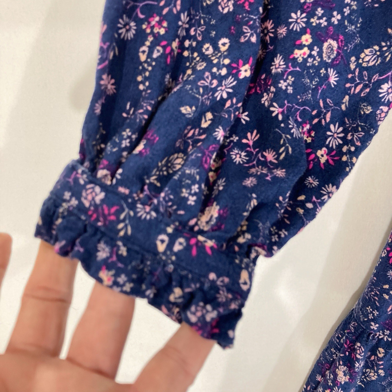 Penelope Rose Drop Waist Prairie Cottage Ditsy Floral Smocked Navy Dress Women S