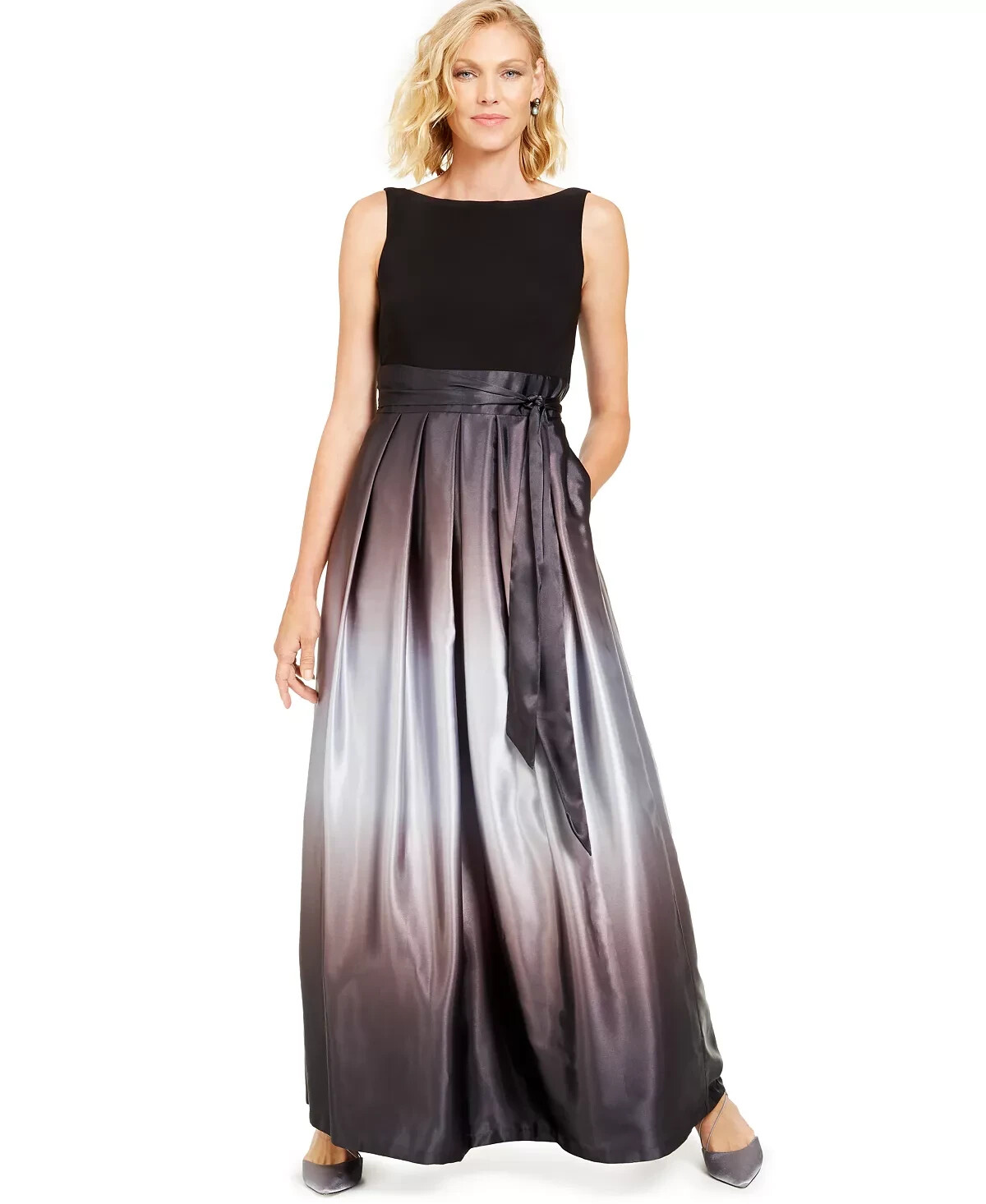 SLNY Ombré Satin Bow Sash Gown Dress Sz 6 *968 New