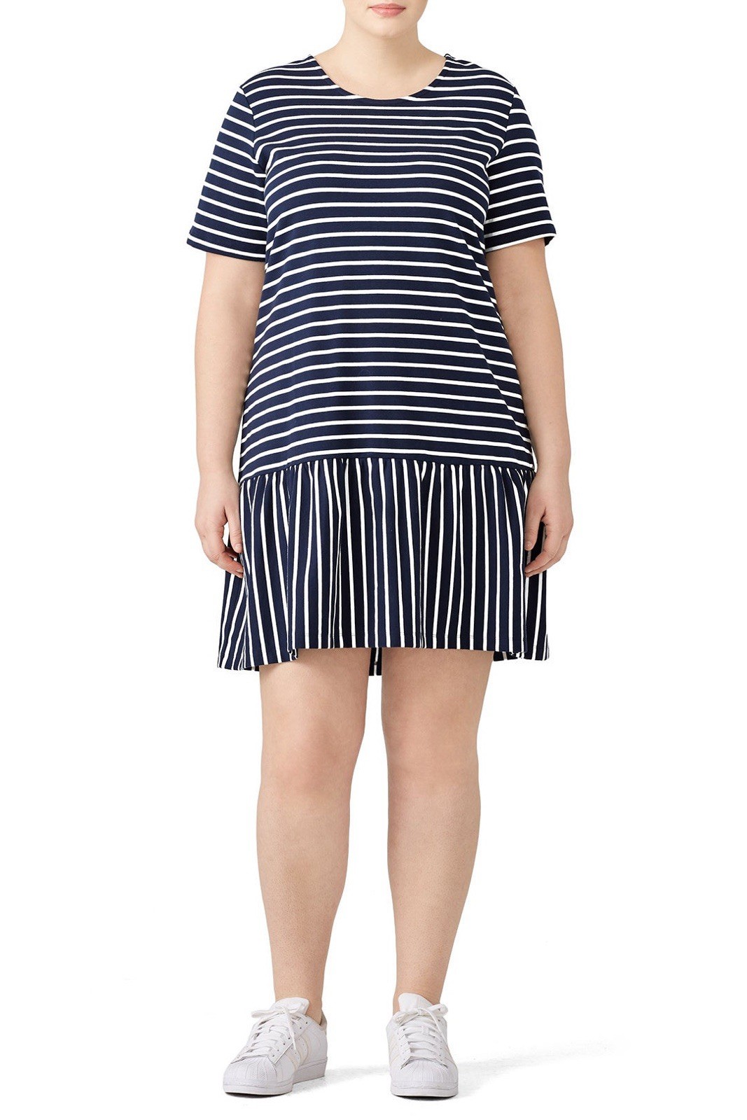 Junarose Classic Stripe Drop Waist Shift Dress – Size 0X (Brand Size Medium)