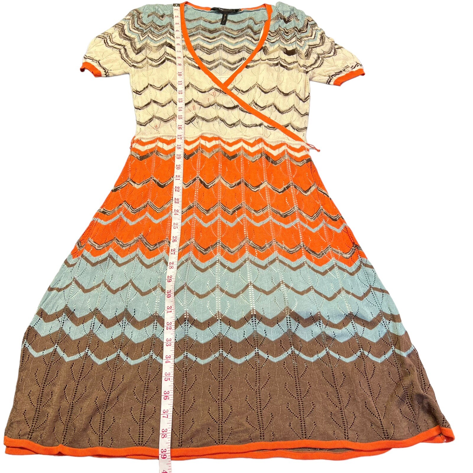BCBGMaxAzria Chevron Silk Rayon Blend Knit Dress Size Medium Boho