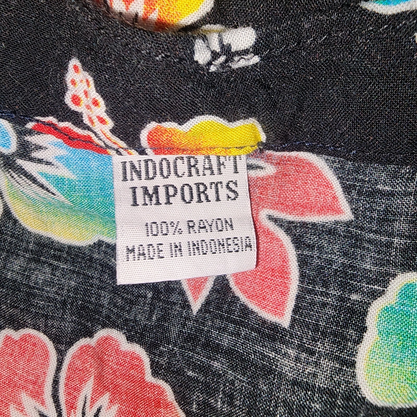 Indocraft Imports Floral Halter Top & Sarong Set Black Rayon Resort Beach Cruise