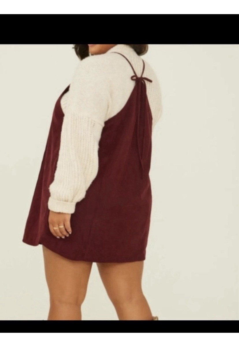 ARULA Altar’d State Burgundy Corduroy Mini Skirtall Dress Size 3X