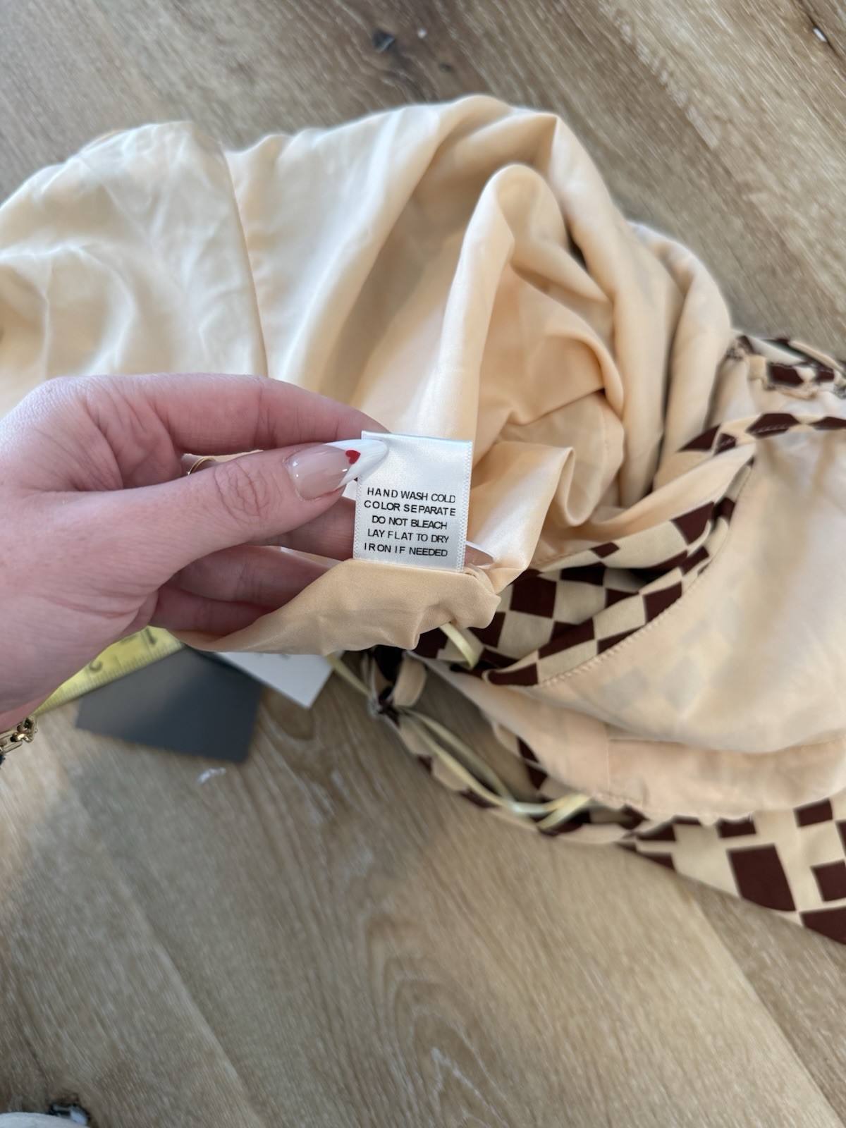 Le Lis NWT Brown And Beige Check Mini Dress With Cutouts Size Medium