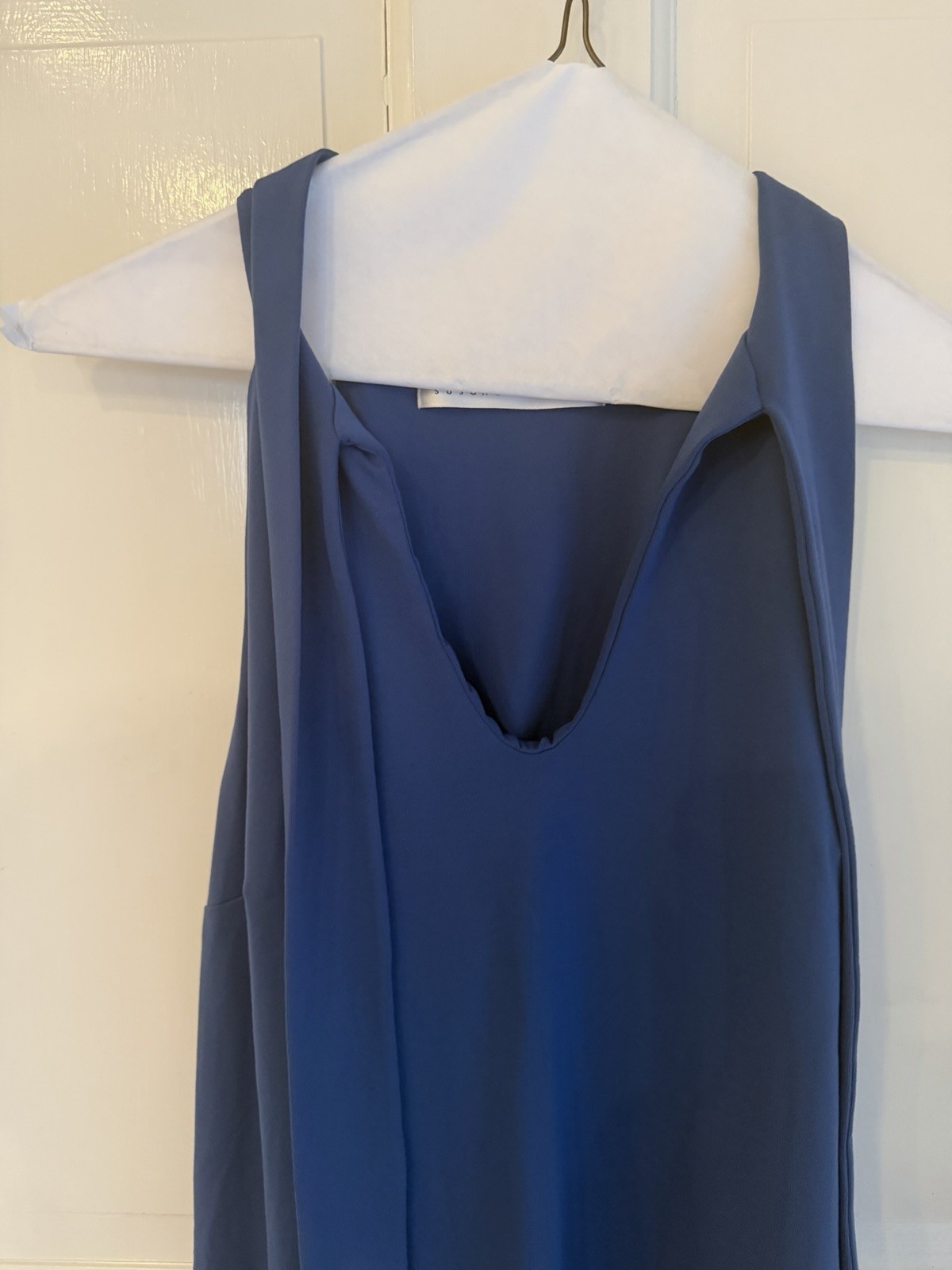 Susana Monaco Blue Halter Sleeveless Shift Dress Women’s Small Made USA Stretch