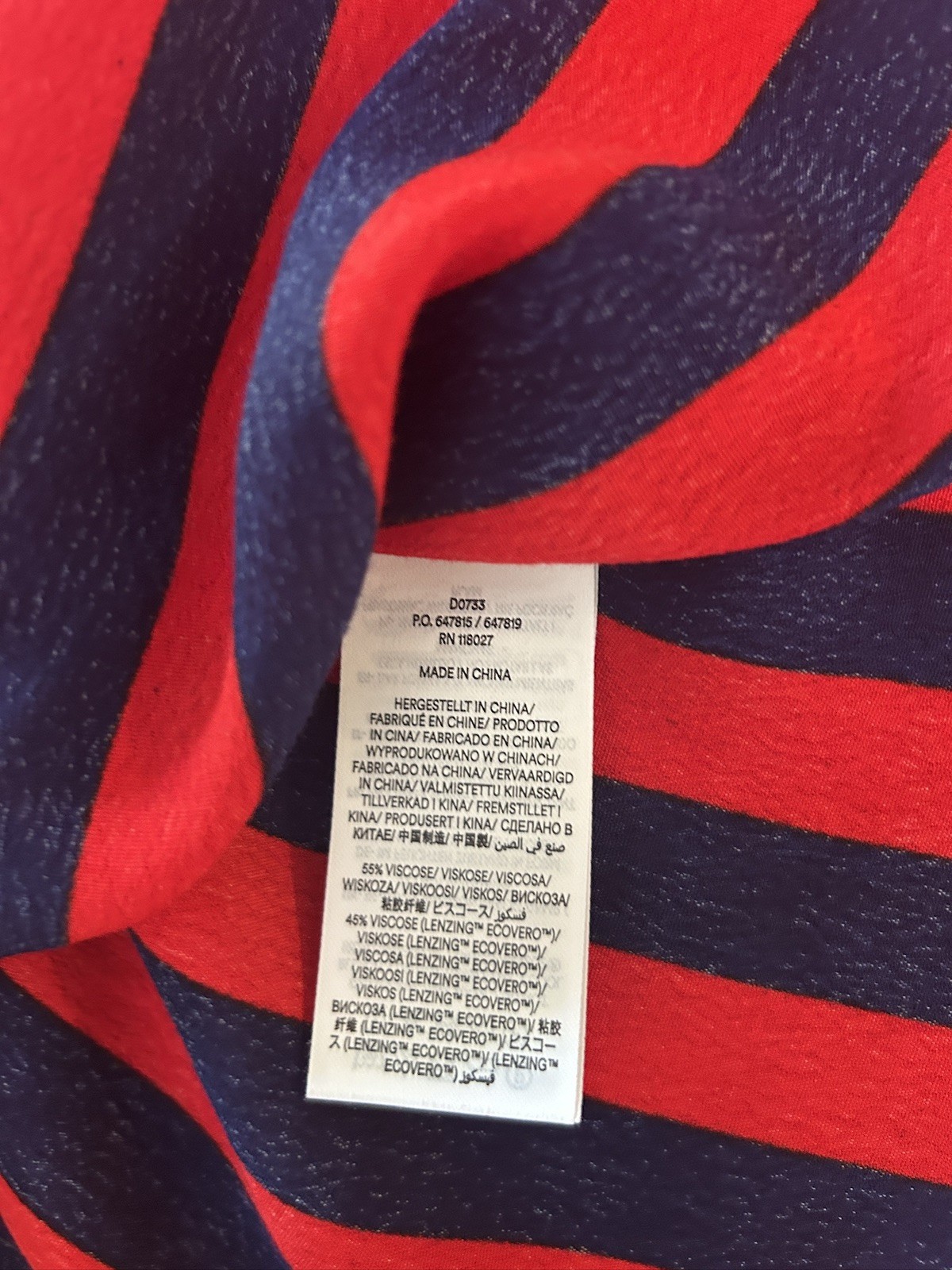 Boden Kate Long Sleeve Button Up Stripped Dress Navy Red Size 10P