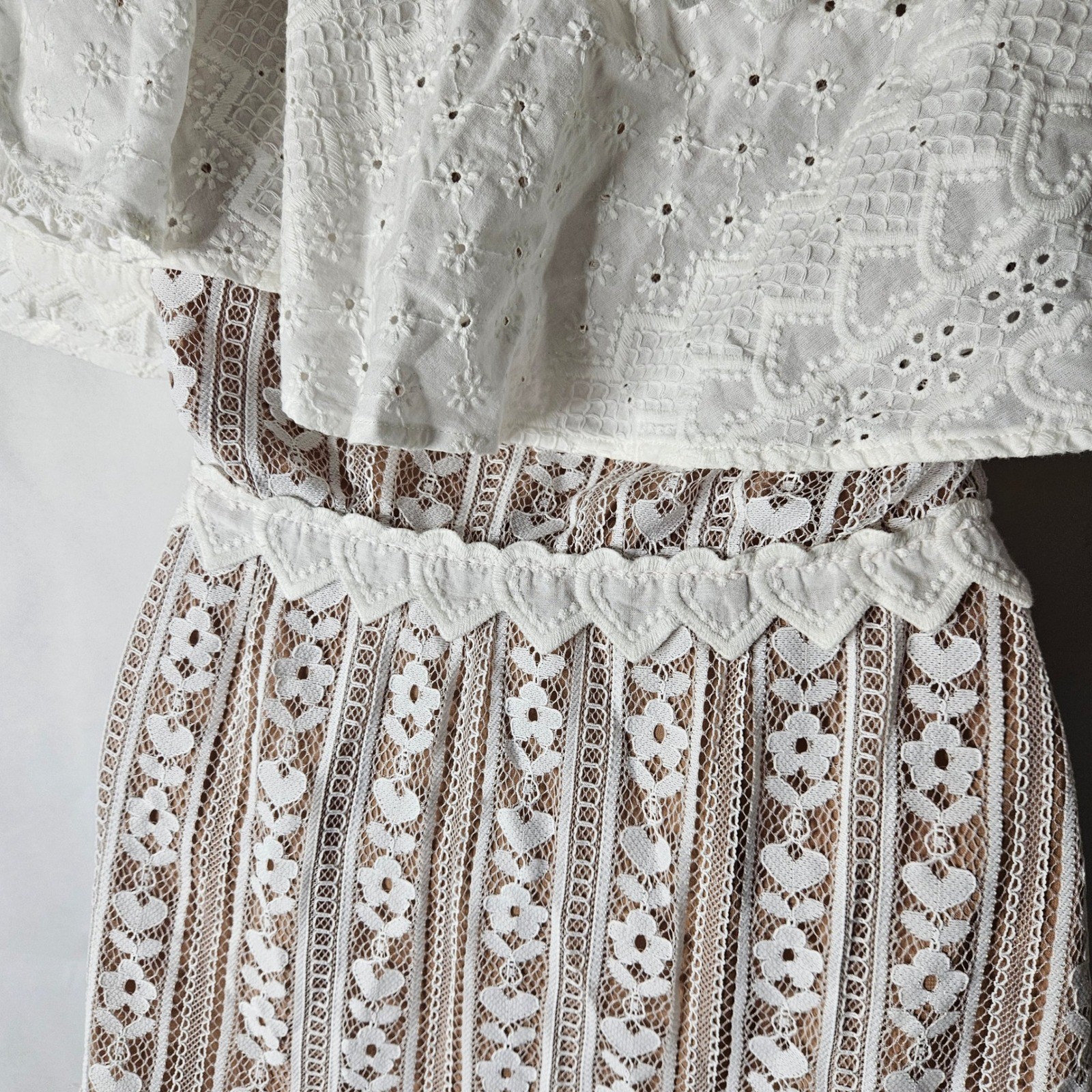 For Love and Lemons Lovebird White Lace One Shoulder Mini Dress sz M NWT
