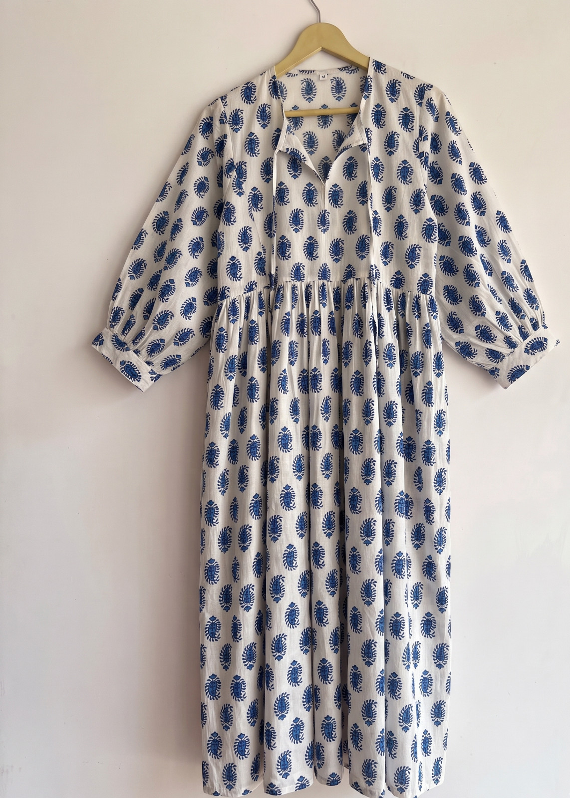 Cotton Dress for Women’s Paisley Print Summer Dressing Gown (White)