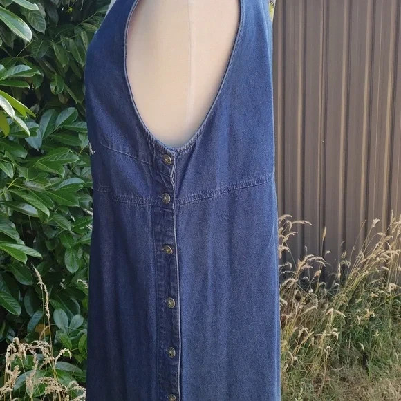 BluE J. Denim Sleeveless Maxi Dress with Fish Motif Made In Sri Lanka Size Med