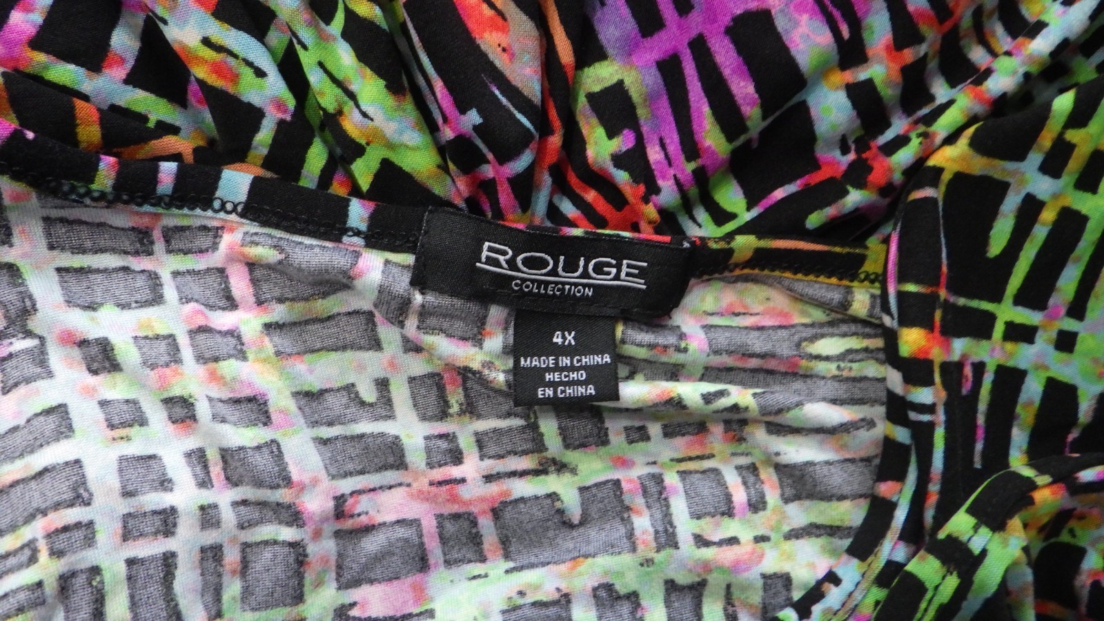 NWT ROUGE SIZE 4X STRETCH KNIT MULTICOLOR SHEATH MAXI Dress BUST 52″ NIP