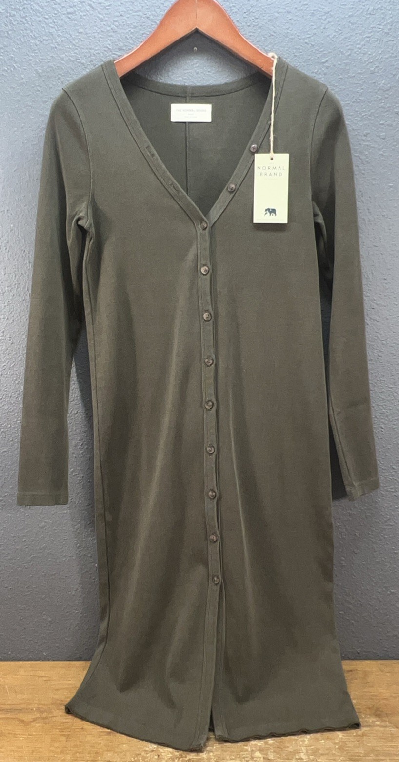 The Normal Brand Long Sleve T Shrt Everyday Dress Size S Olve Green