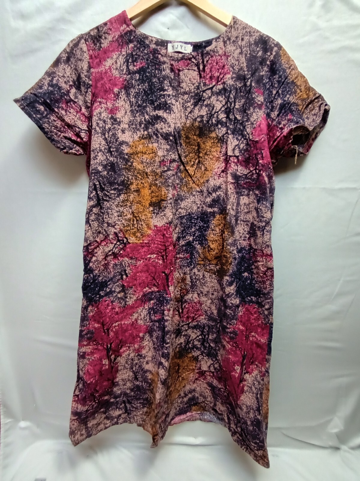 YJYL Womens Printed Multicolor Shift Dress Size 5XL Short Sleeve Casual Pullover