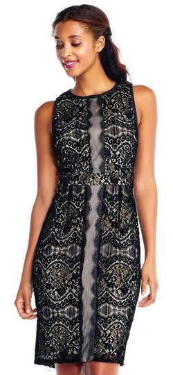 Adrianna Papell Sleeveless Sheer Lace Sheath Dress Petite 6P Elegant Romantic*