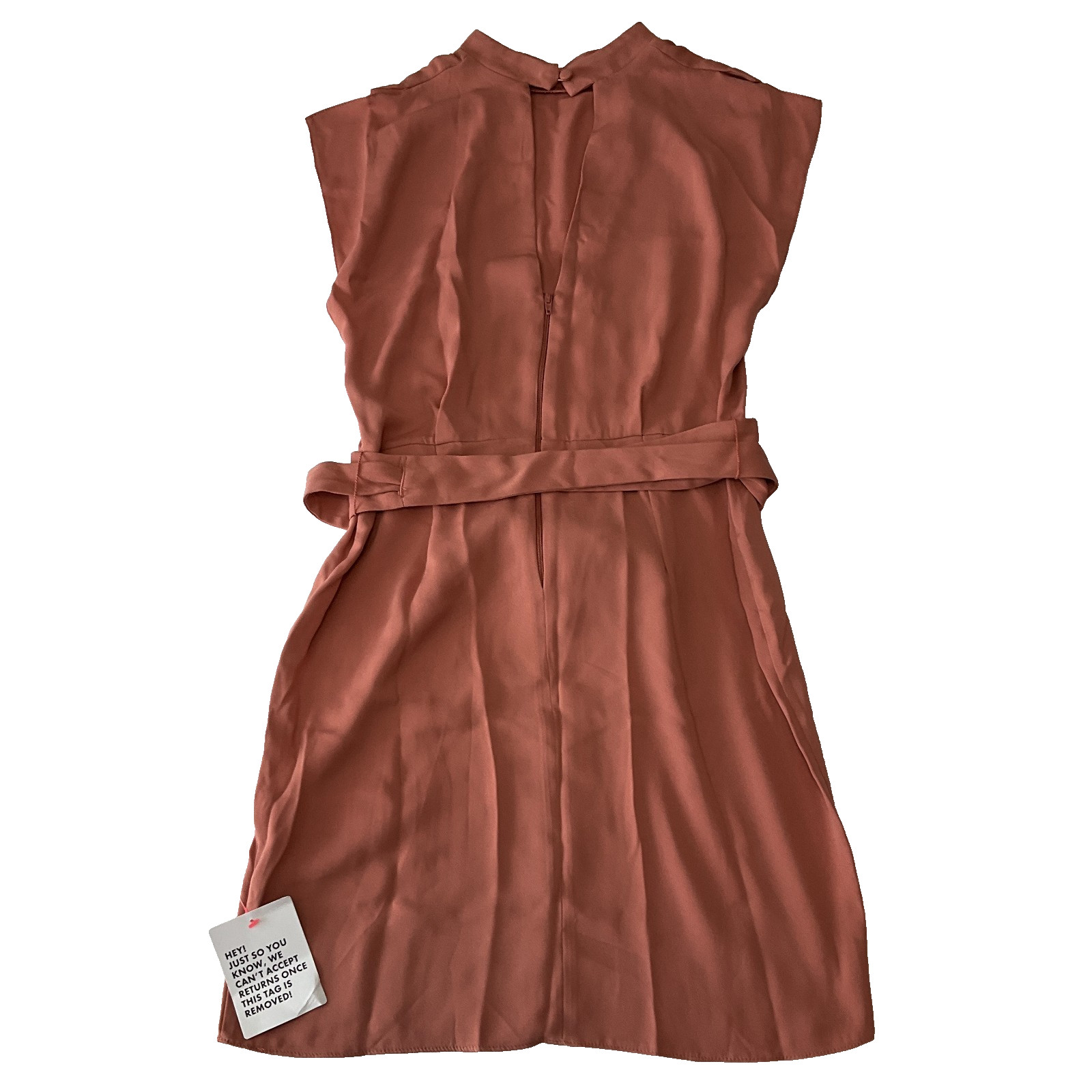 Asos Design Mini Dress Womens Size 4 Peach Belted Sleeveless Stretch Zip