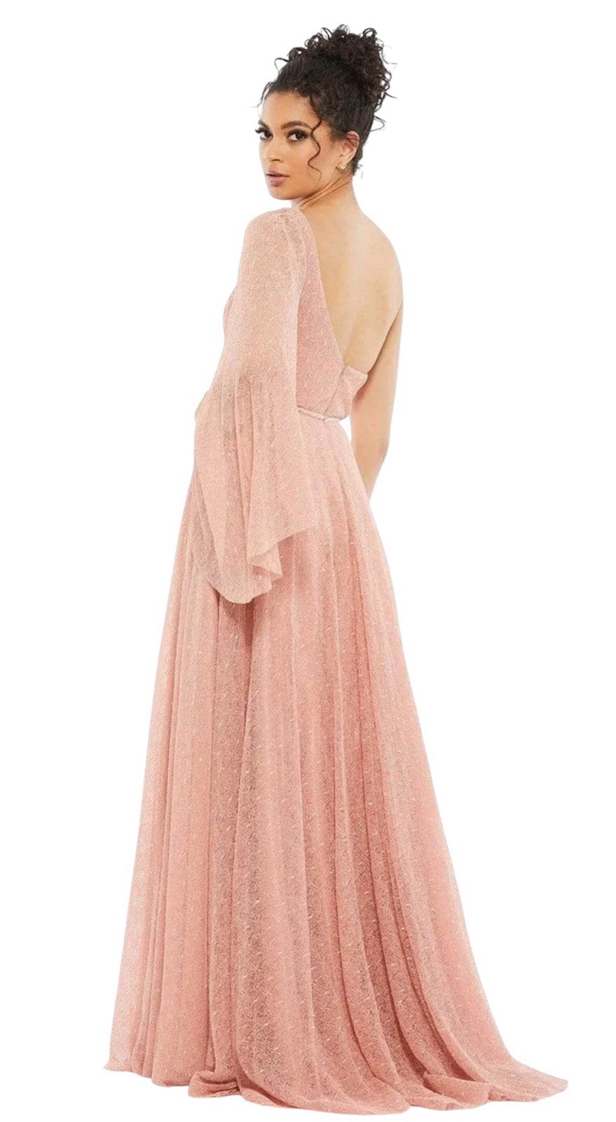 Mac Duggal 11244 Salmon One Shoulder Cape Sleeve Gown Size 6 $598