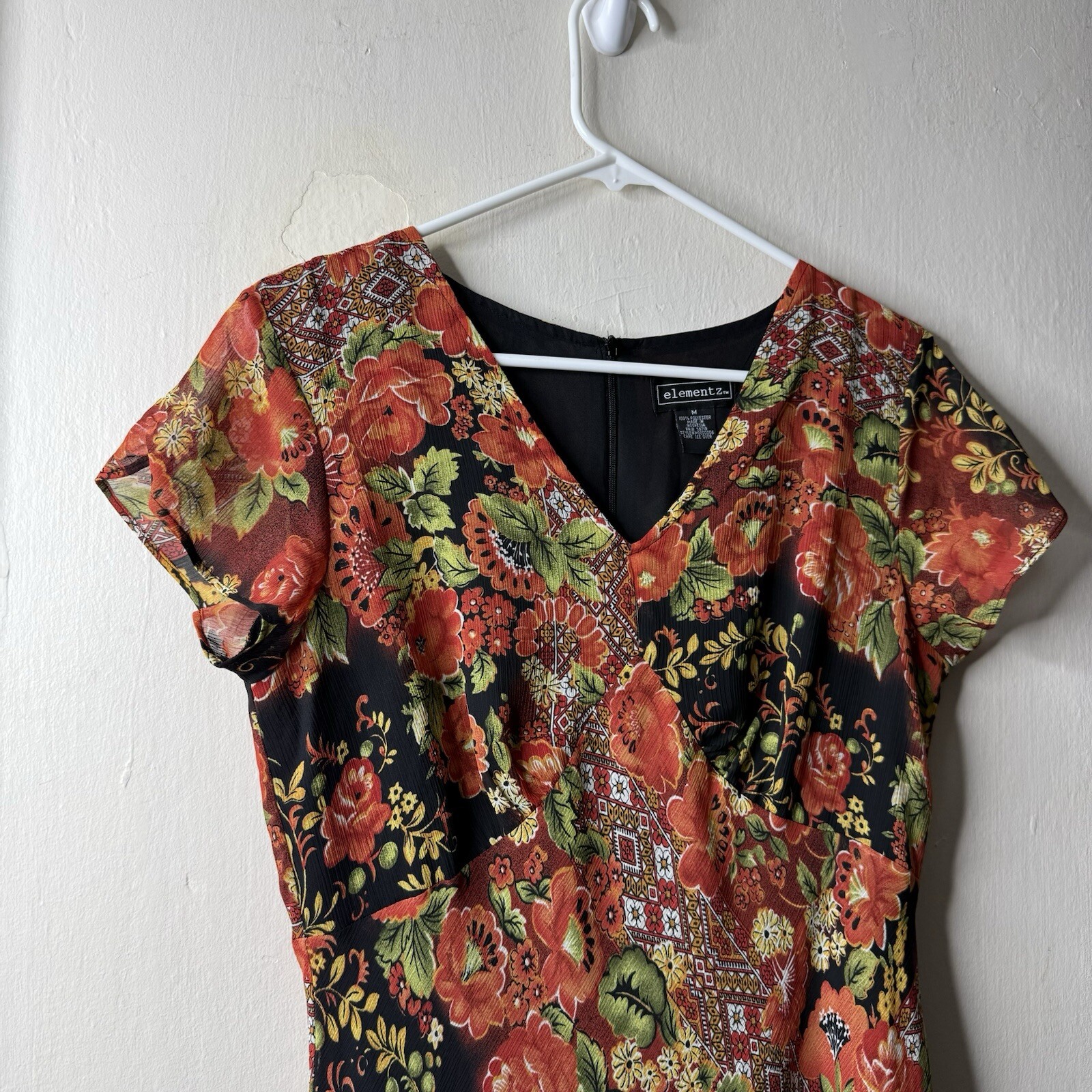Elementz Vintage Patchwork Floral Grunge Moody Babydoll Fairy Dress Medium Y2K