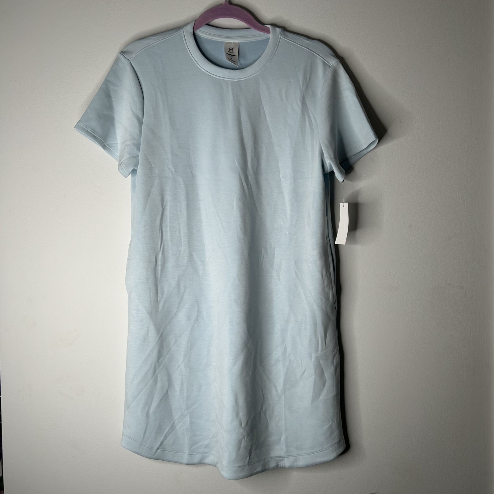 NWT Member’s Mark Light Blue Sandwash Short Sleeve T-Shirt Dress Women’s Medium