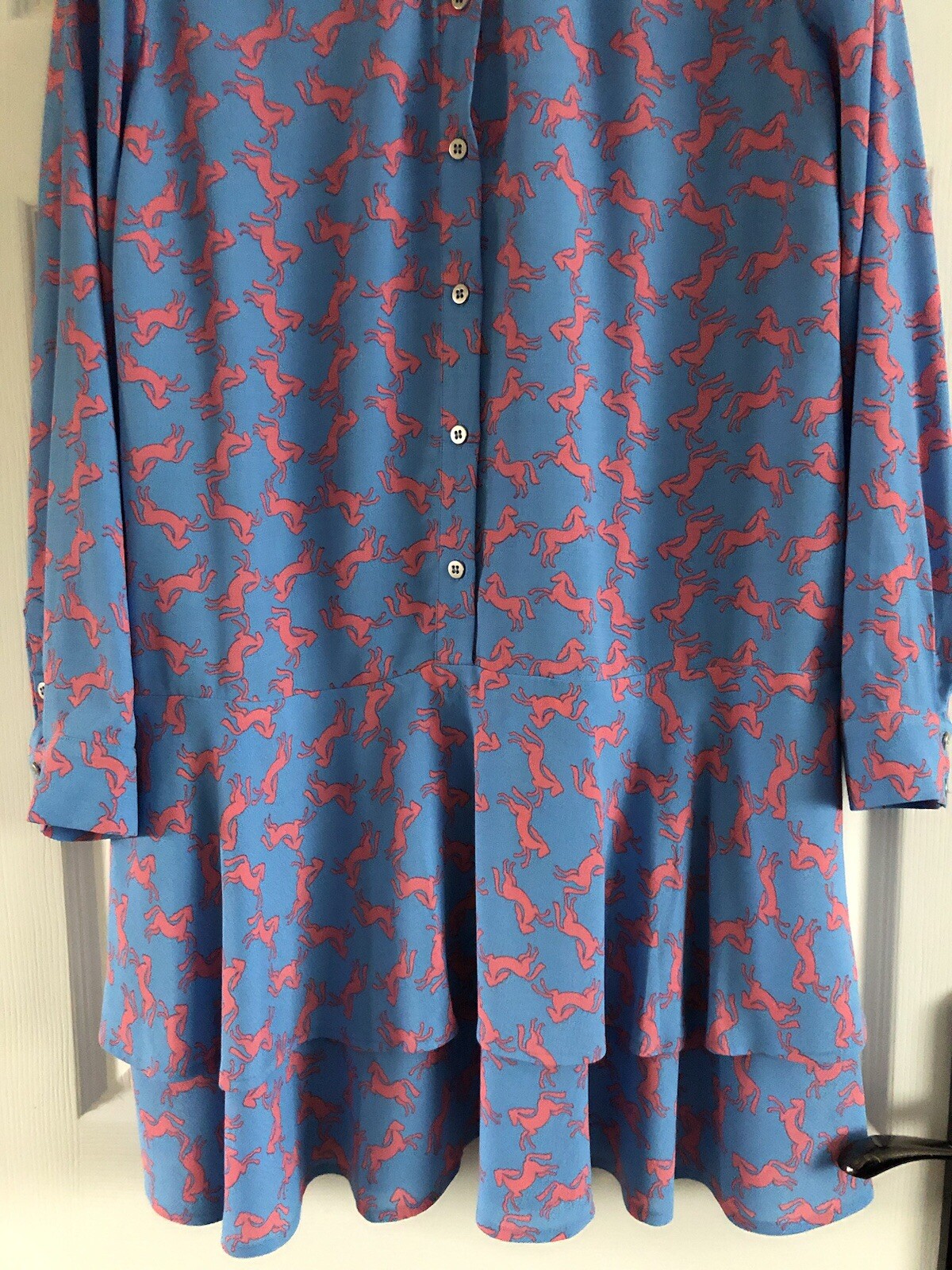 Mint Velvet Gorgeous Blue Horse Print Dress Size 12 WORN ONCE
