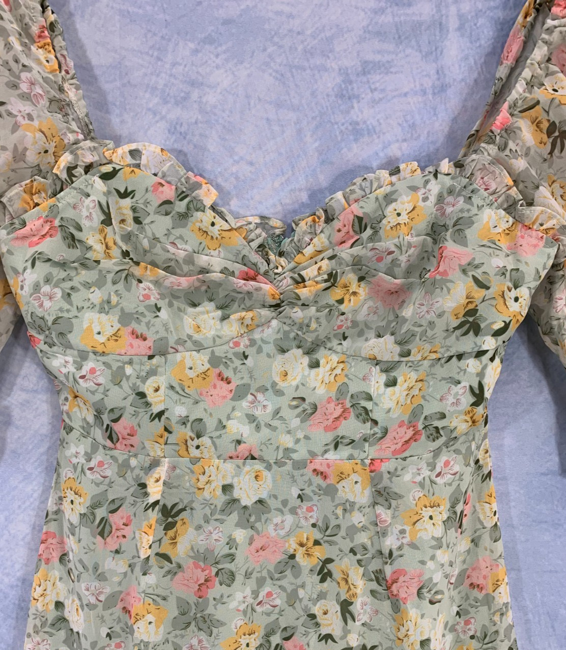 NWT Hello Molly Greenfloral-S Halter Bustier A Line Mini Dress