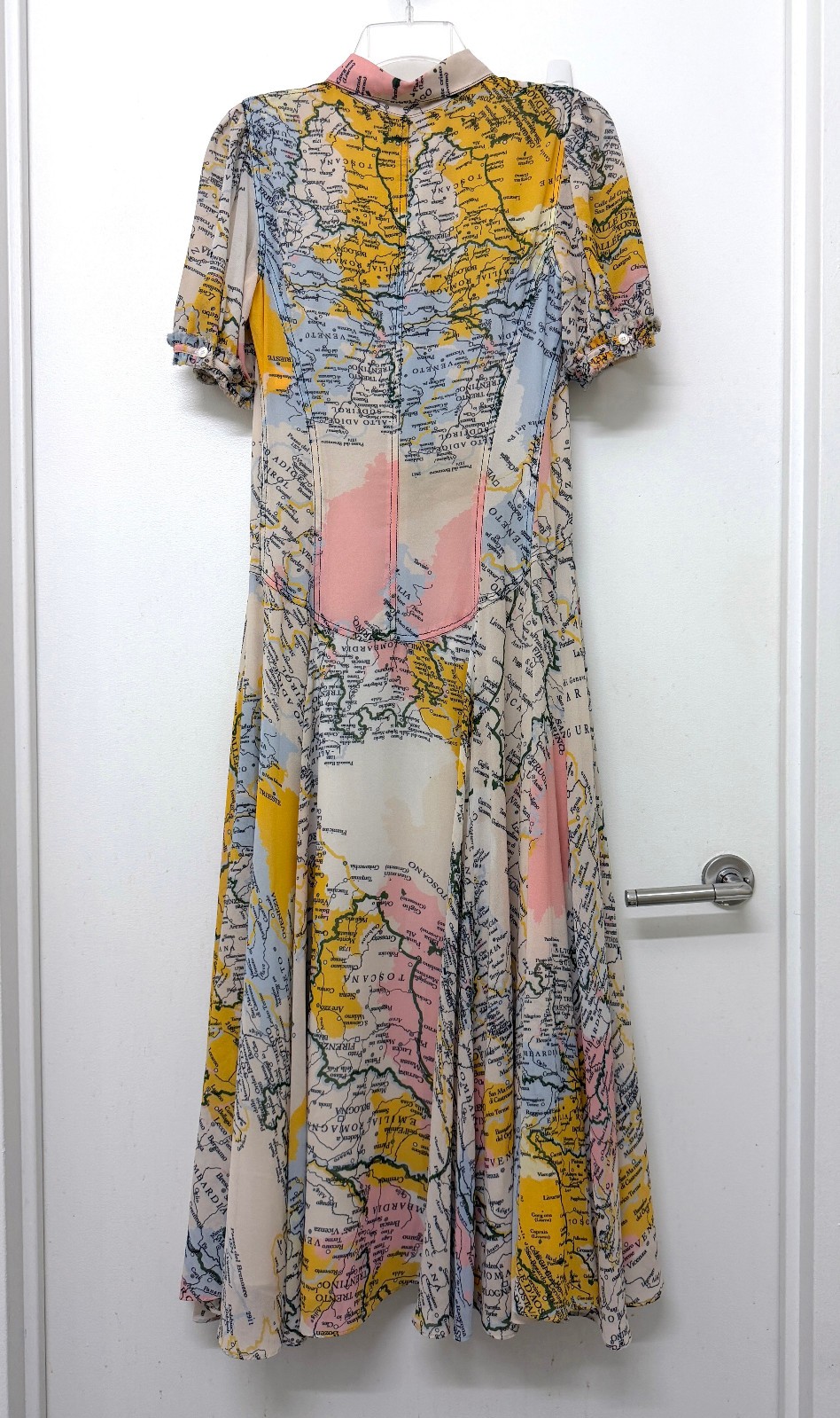 Derek Lam 10 Crosby Map Print Midi Shirt Dress Italy Short Sleeve 4