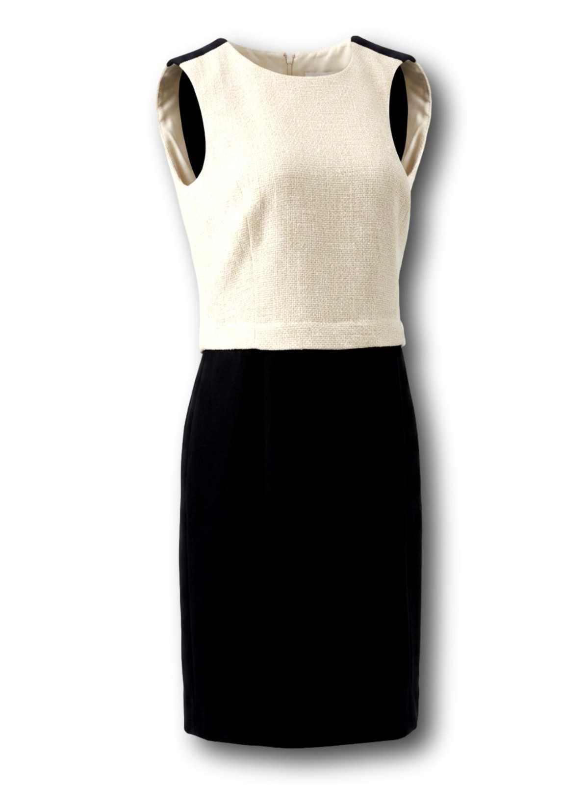 Tory Burch Natasha Black Ivory Textured Wool Blend Work Office Dress Size 6