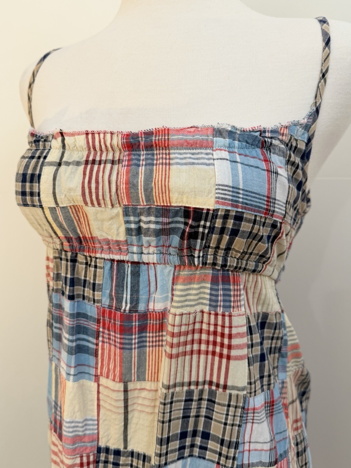 Madras Patchwork Mini Dress S 100% Cotton Nantucket Coastal Preppy