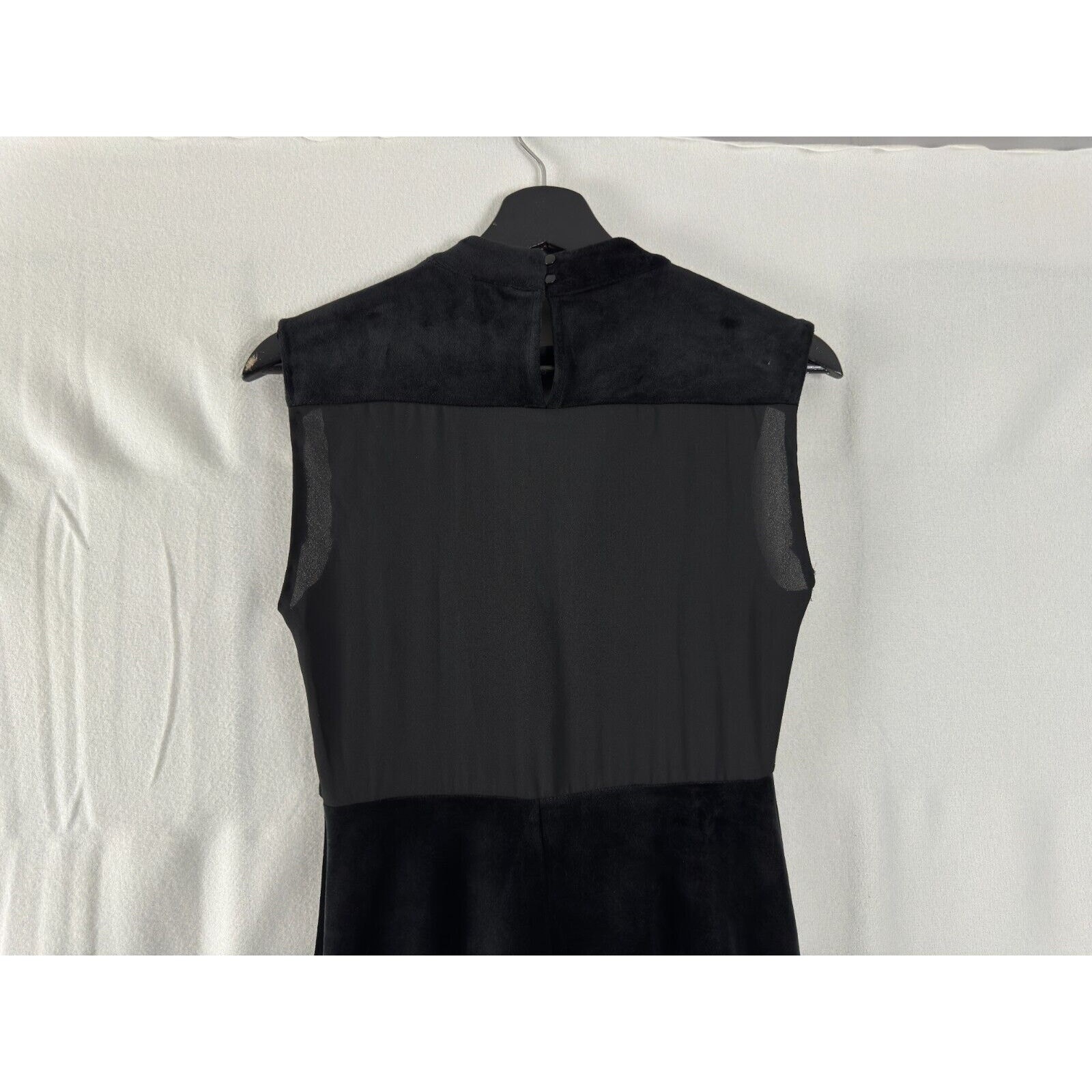 Jack: BB Dakota Sz 2 (S) Black Velvet Sleeveless V-Neck Midi Dress Slits & Mesh