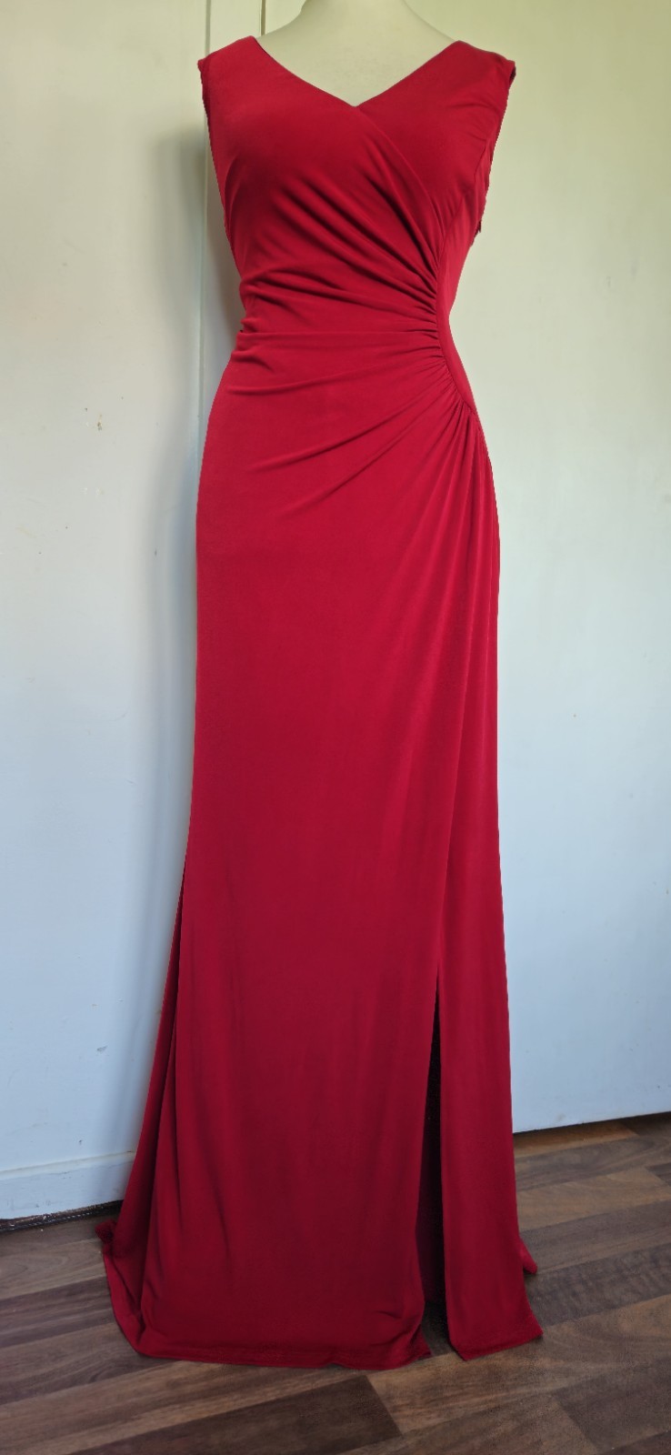 COAST Dress Sz 14 Red maxi prom long party wedding Guest Evening Ruched Cruise