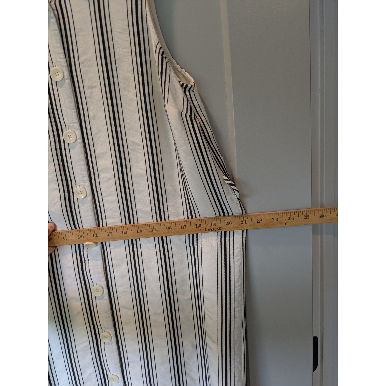 Maeve Anthropologie Ester Striped Midi Dress Sleeveless Button Front Casual 10
