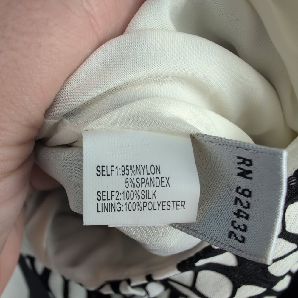 Kay Unger Black & Ivory A-Line Cocktail Dress Size 6 Beaded Waist